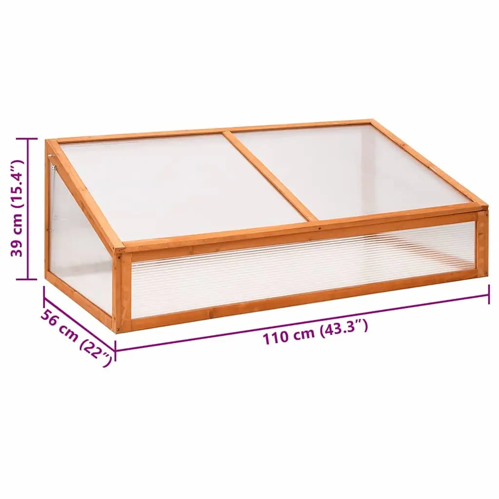 Wooden Greenhouse Orange 110x56x39 cm Fir Wood Hinged Lid Garden Plant Protection