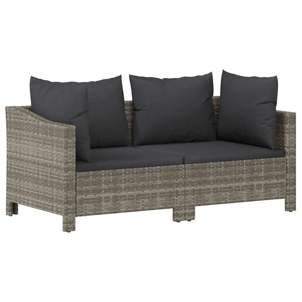 Garden Lounge Set 2 Piece Outdoor Furniture Grey Poly Rattan with Cushions Patio