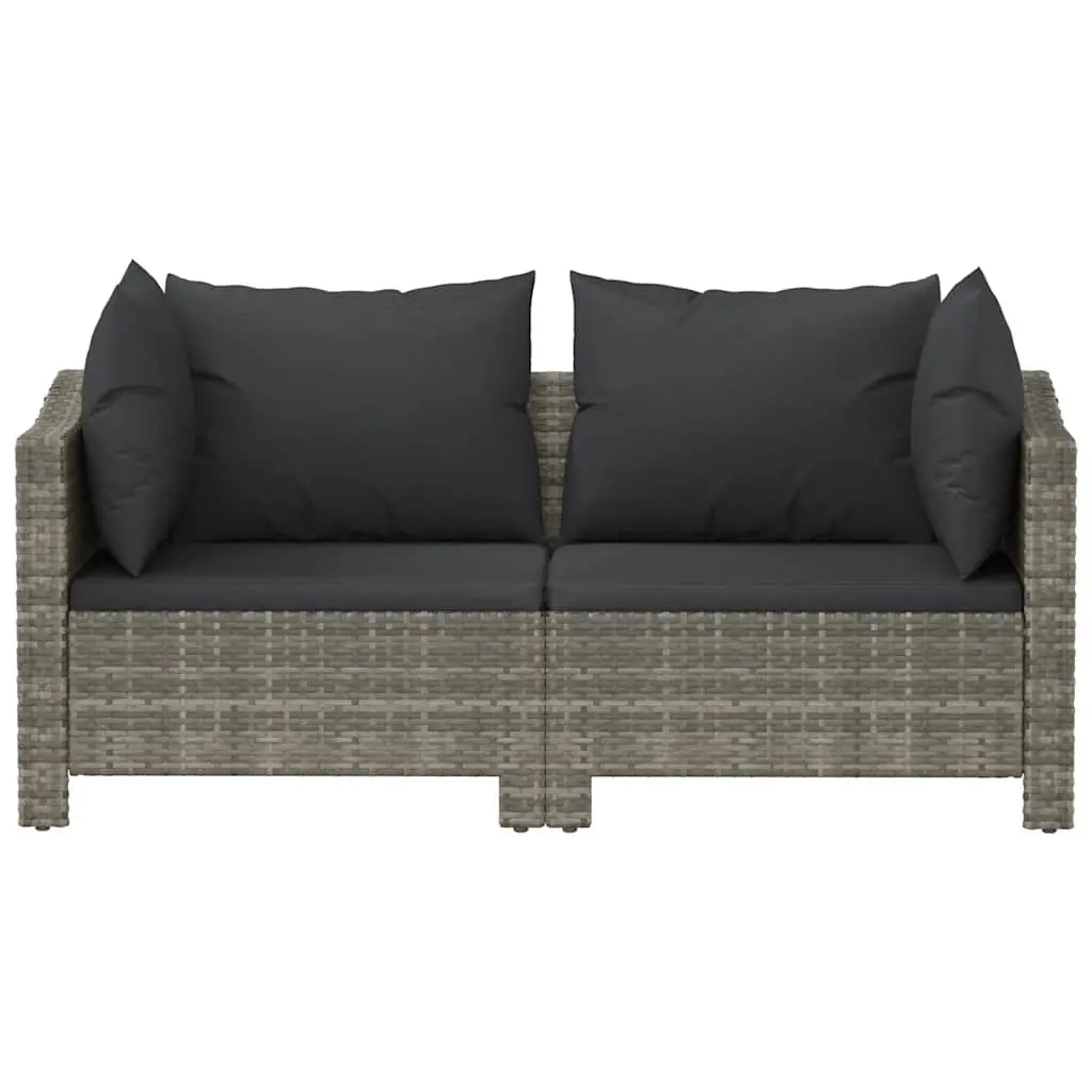 Garden Lounge Set 2 Piece Outdoor Furniture Grey Poly Rattan with Cushions Patio