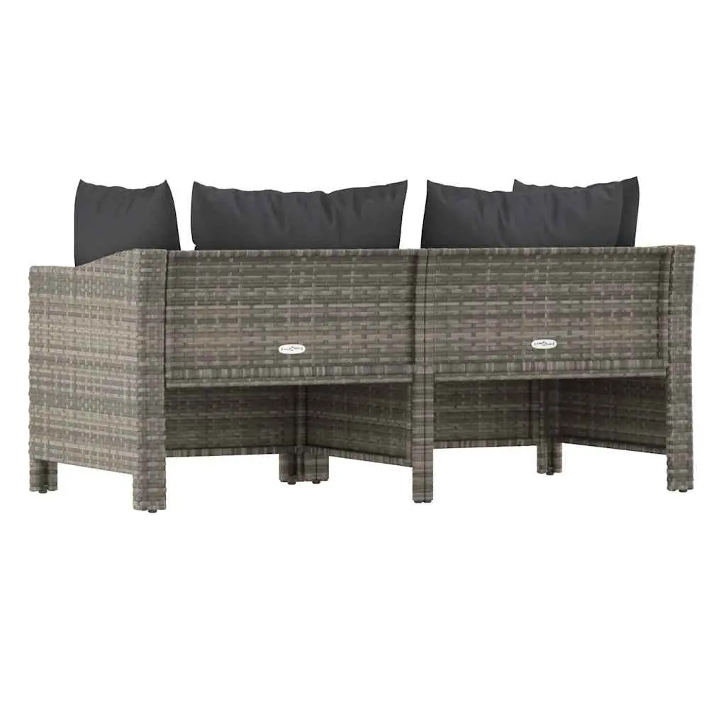 Garden Lounge Set 2 Piece Outdoor Furniture Grey Poly Rattan with Cushions Patio