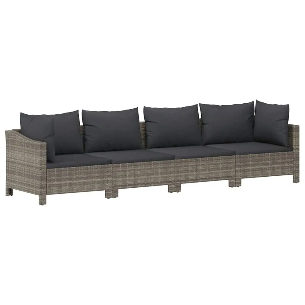 Garden Lounge Set Grey 4 Piece Outdoor Furniture Poly Rattan Sofa with Cushions