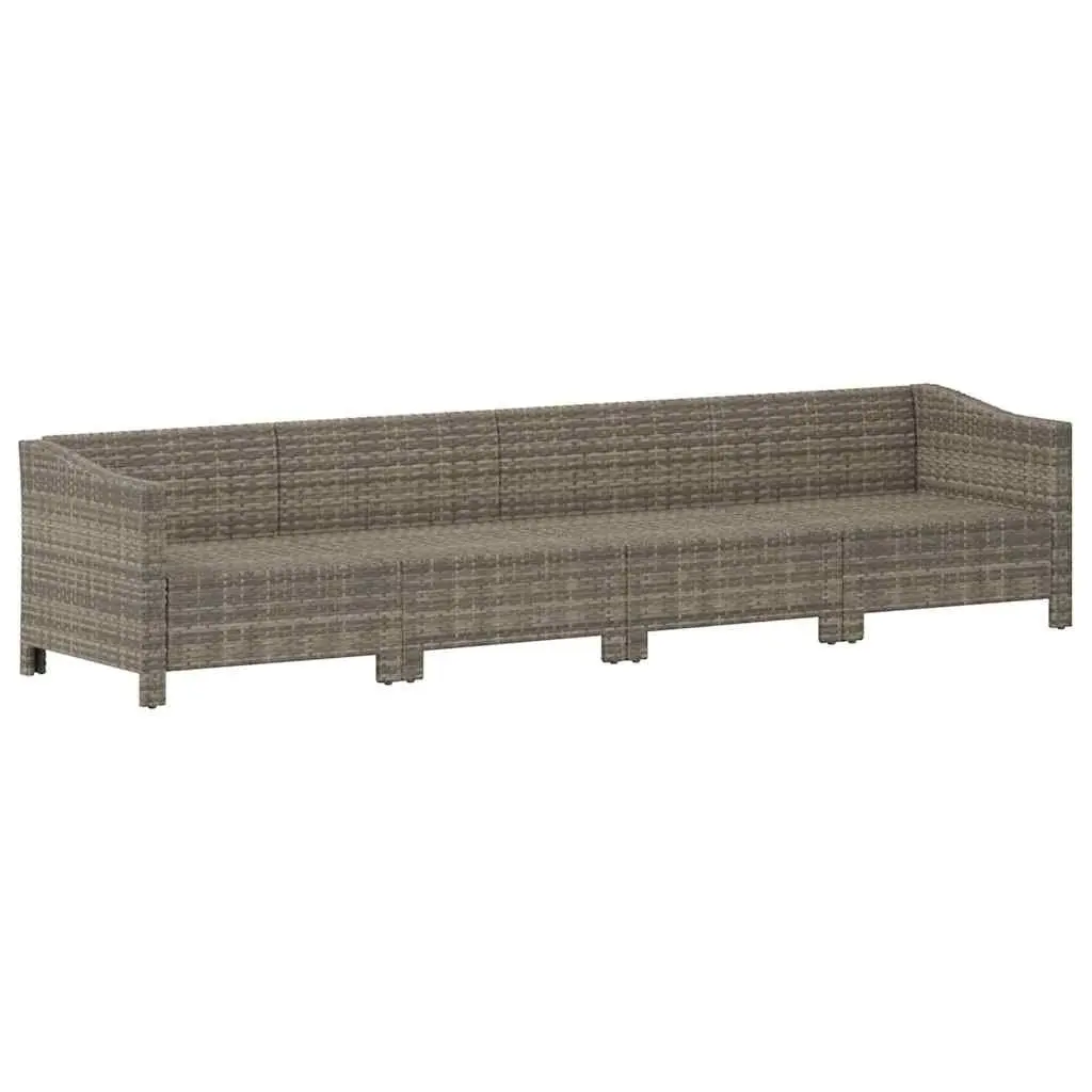 Garden Lounge Set Grey 4 Piece Outdoor Furniture Poly Rattan Sofa with Cushions