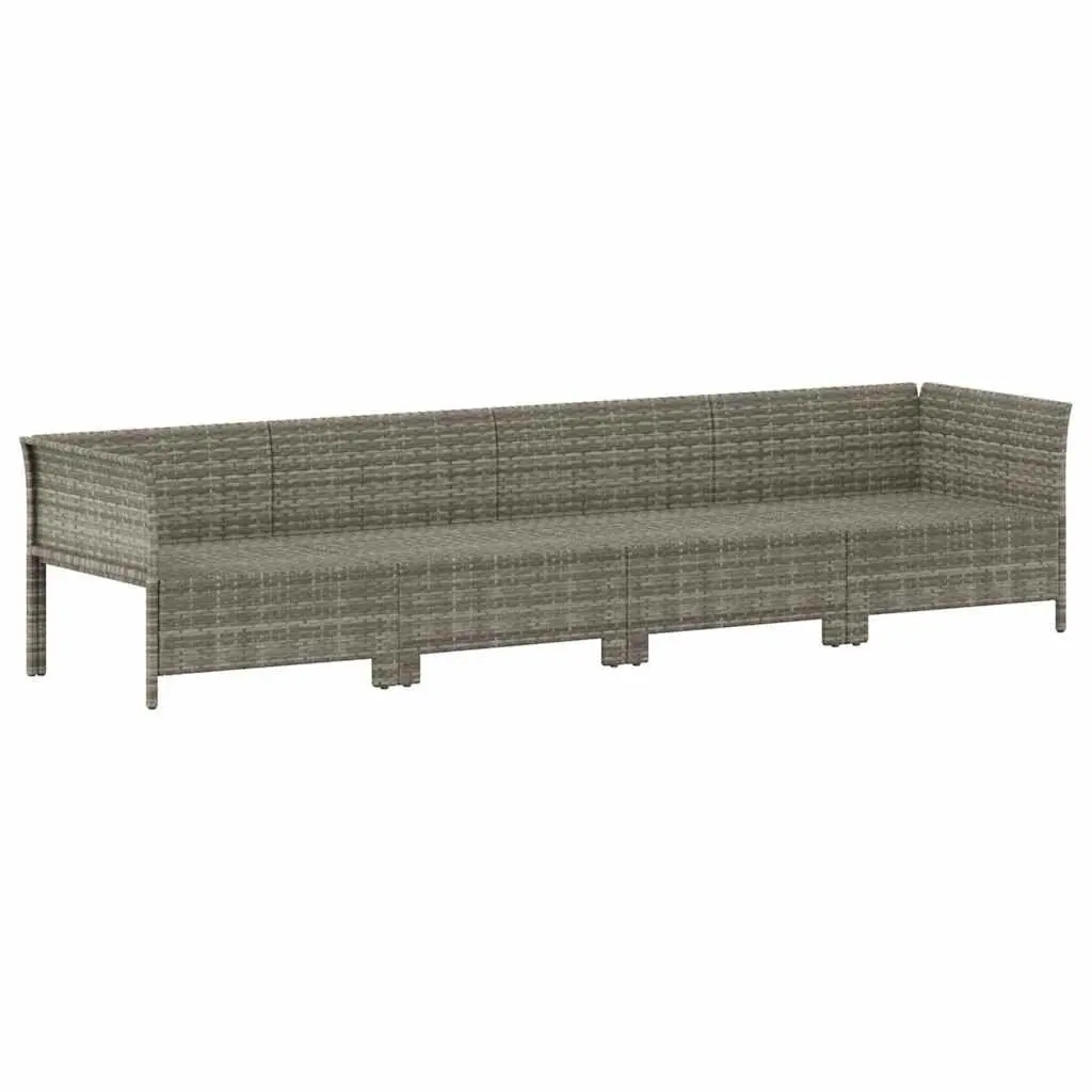 4 Piece Outdoor Lounge Set Grey Poly Rattan Cushioned Seating Durable Steel Frame