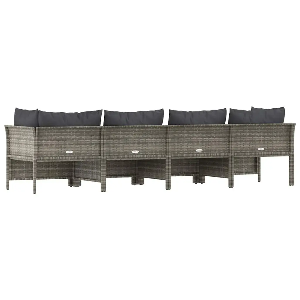 4 Piece Outdoor Lounge Set Grey Poly Rattan Cushioned Seating Durable Steel Frame