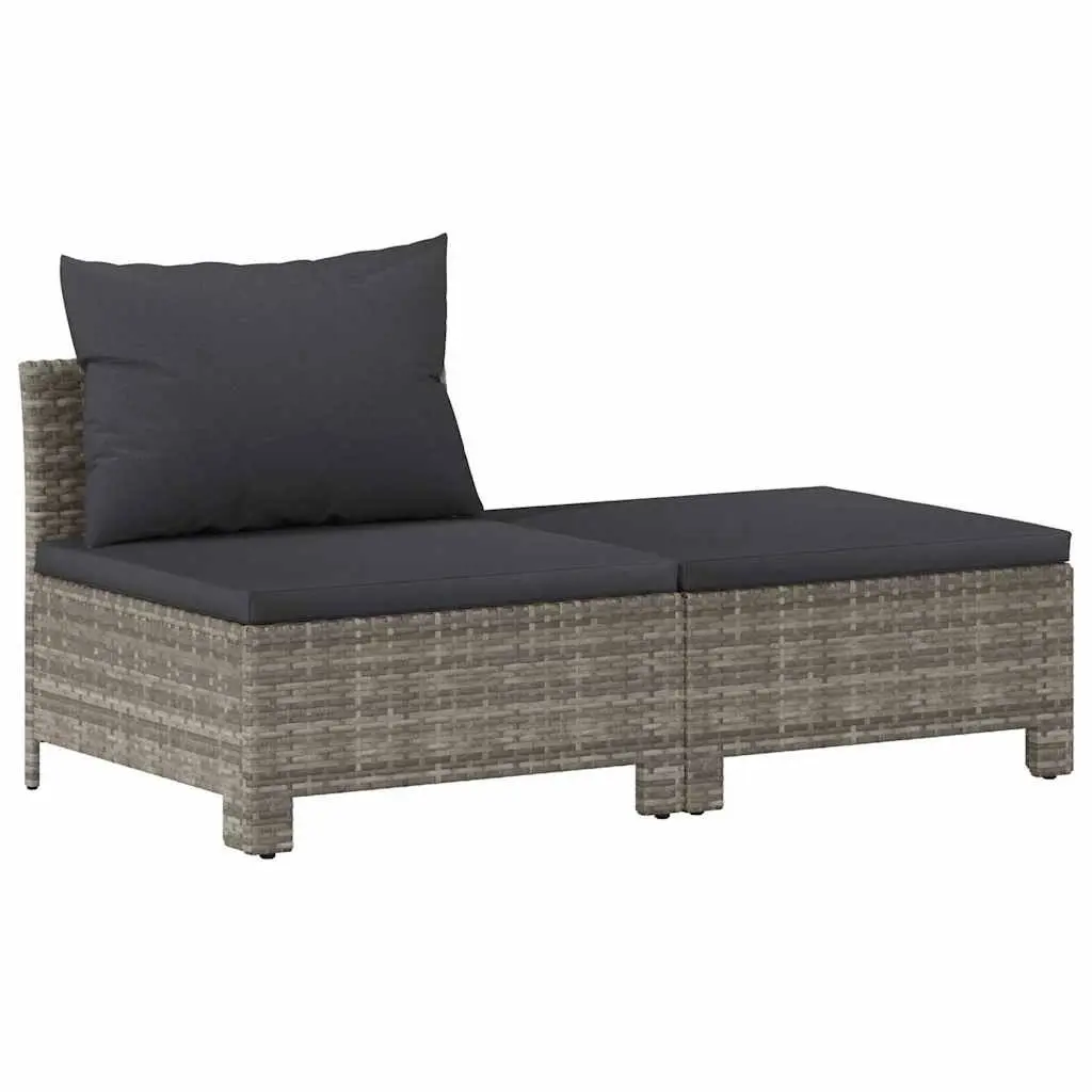 Garden Lounge Set 2 Piece Outdoor Furniture Grey Poly Rattan with Cushions