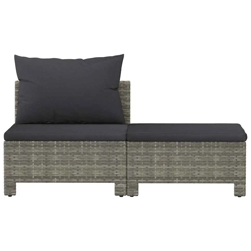 Garden Lounge Set 2 Piece Outdoor Furniture Grey Poly Rattan with Cushions