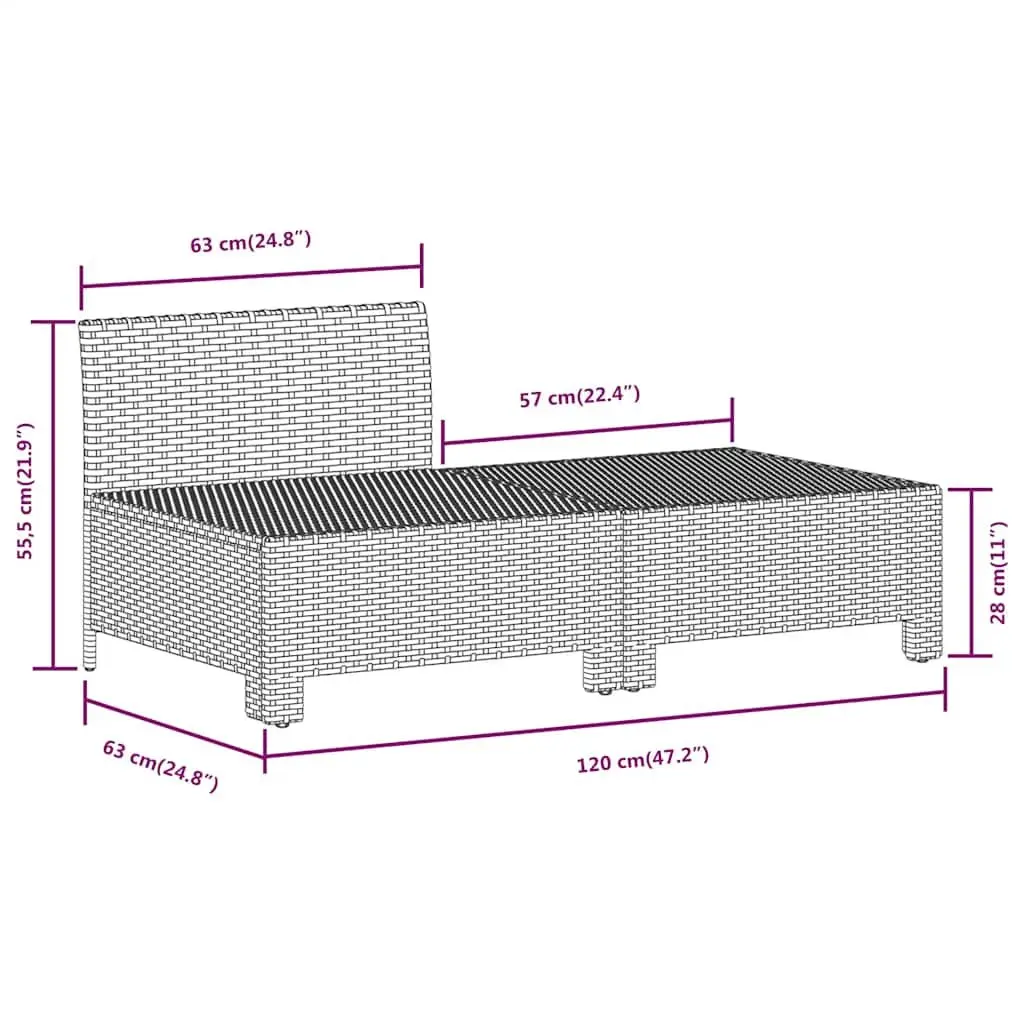 Garden Lounge Set 2 Piece Outdoor Furniture Grey Poly Rattan with Cushions