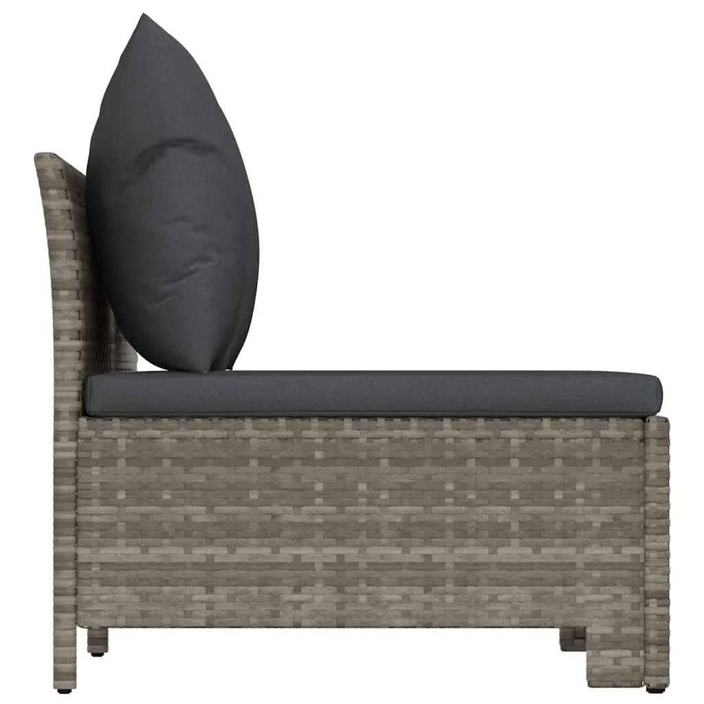 2-Seater Garden Sofa Grey Poly Rattan Lounge Set with Cushions