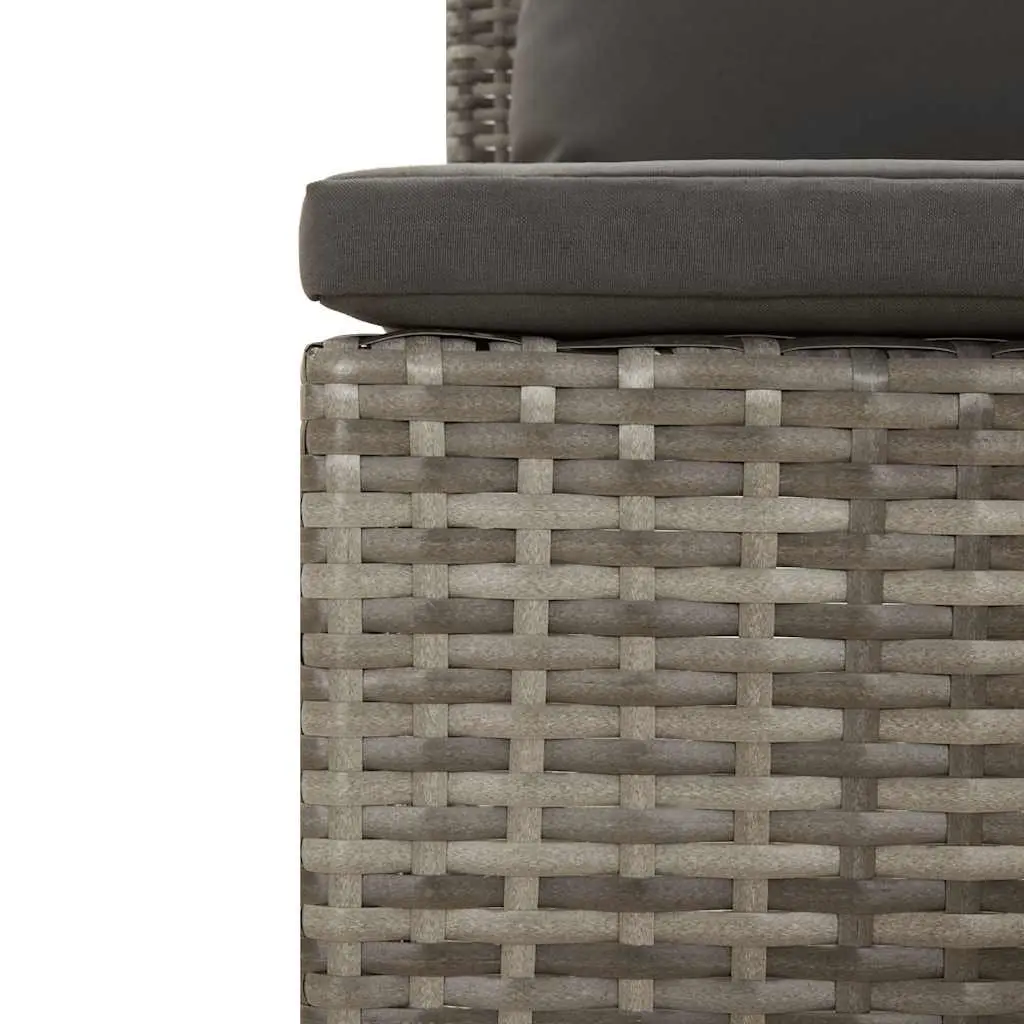 3 Piece Outdoor Lounge Set Grey Poly Rattan with Cushions Weather Resistant Garden Furniture