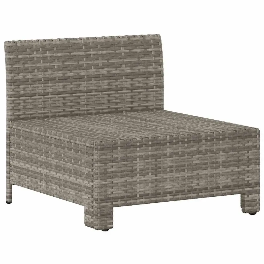 Garden Middle Sofa Grey Poly Rattan Outdoor Modular Sectional Seat with Cushion