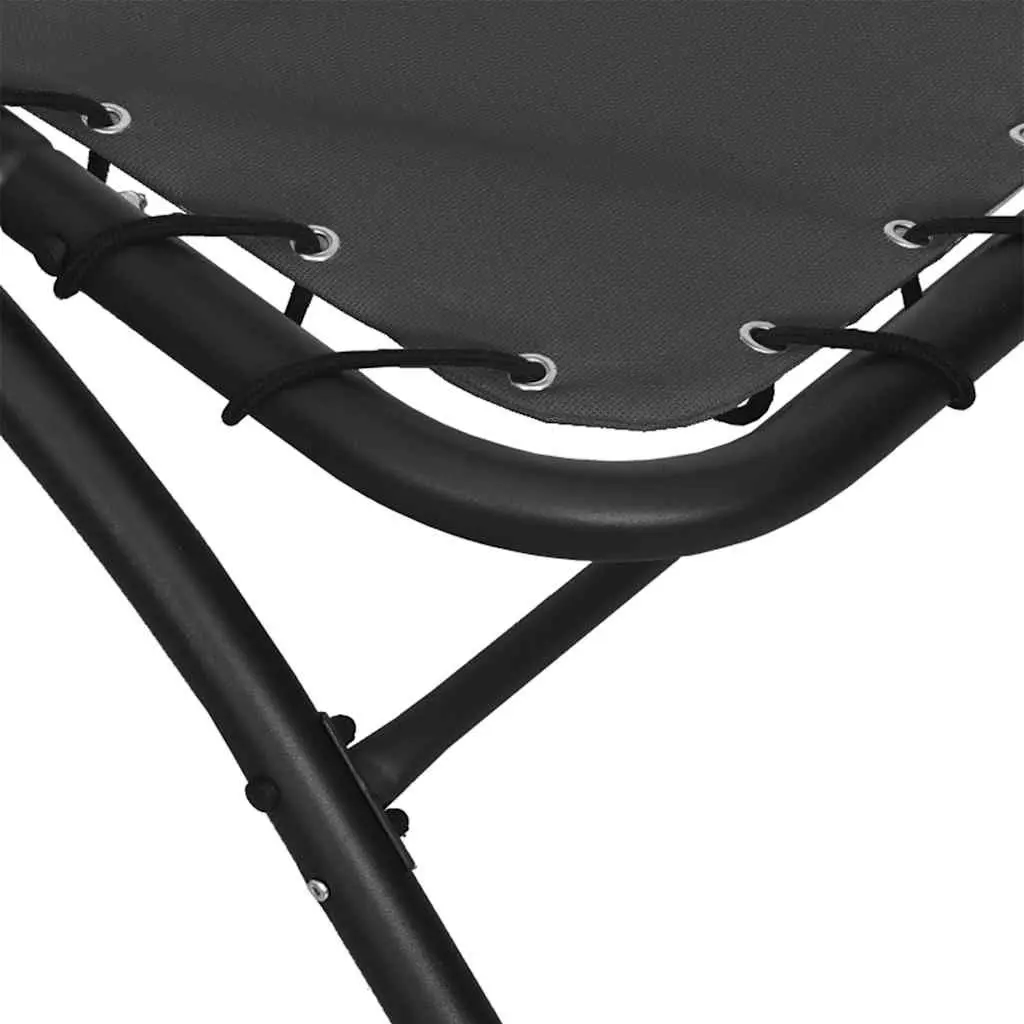 Sun Lounger with Canopy Grey Outdoor Garden Reclining Chair Adjustable Backrest