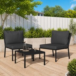 Black Steel Garden Chairs with Cushions