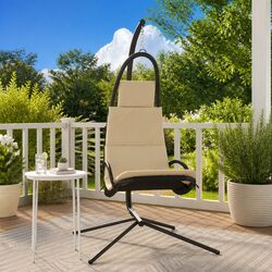 Garden Swing Chair Outdoor Patio Seat with Cushion Cream Oxford Fabric Steel
