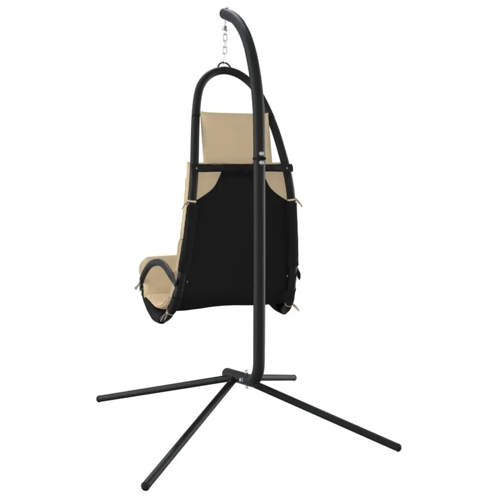 Garden Swing Chair Cream Oxford Fabric Powder-Coated Steel Frame with Thick-Padded Cushion