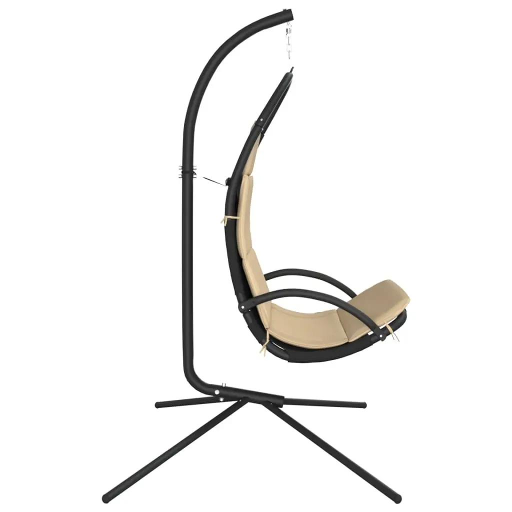 Garden Swing Chair Cream Oxford Fabric Powder-Coated Steel Frame with Thick-Padded Cushion