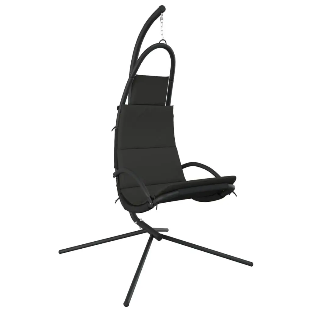Garden Swing Chair Grey Hanging Seat with Cushion Oxford Fabric Steel Frame
