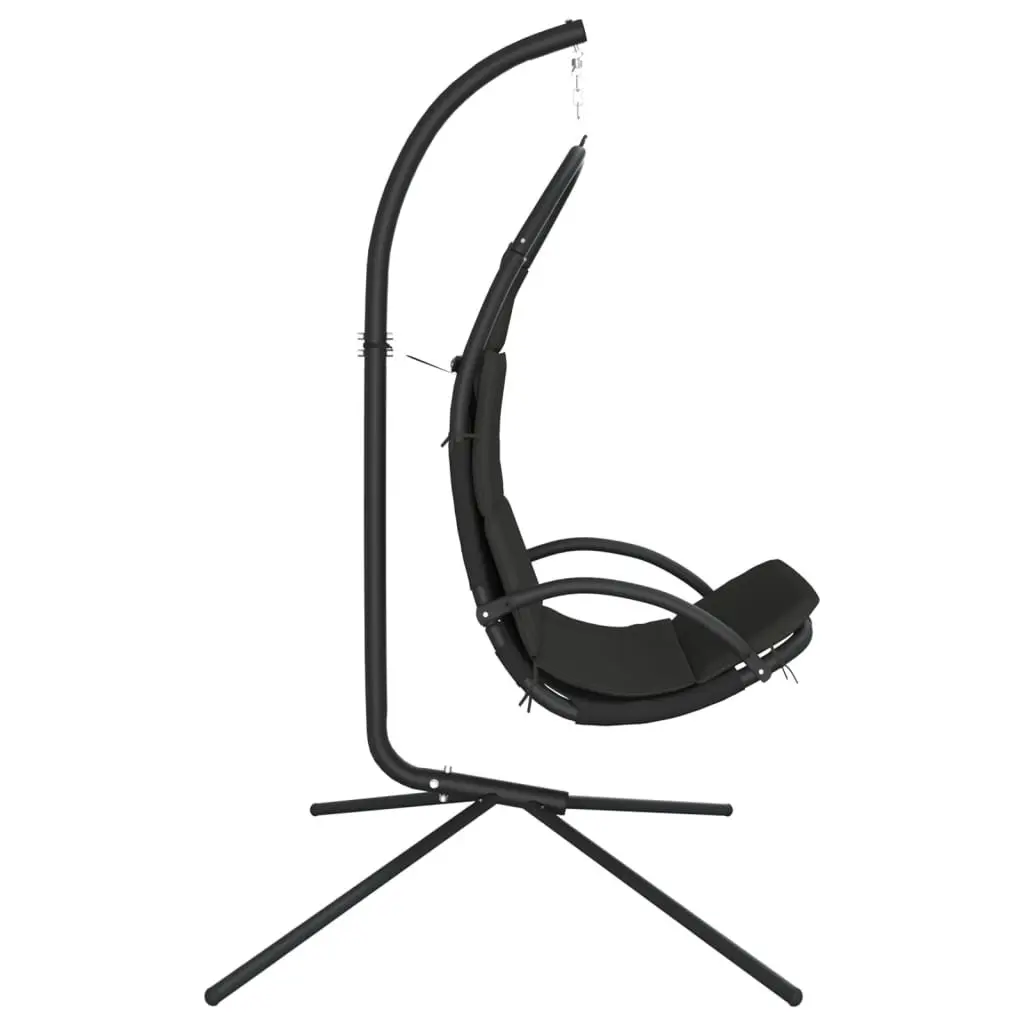 Garden Swing Chair Grey Hanging Seat with Cushion Oxford Fabric Steel Frame