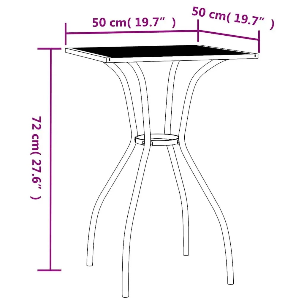 Garden Outdoor Table Anthracite 50x50x72cm Steel Mesh Patio Dining Furniture