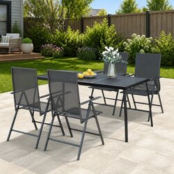 Garden Dining Table Outdoor Patio Furniture Anthracite Steel Mesh 165x80x72cm
