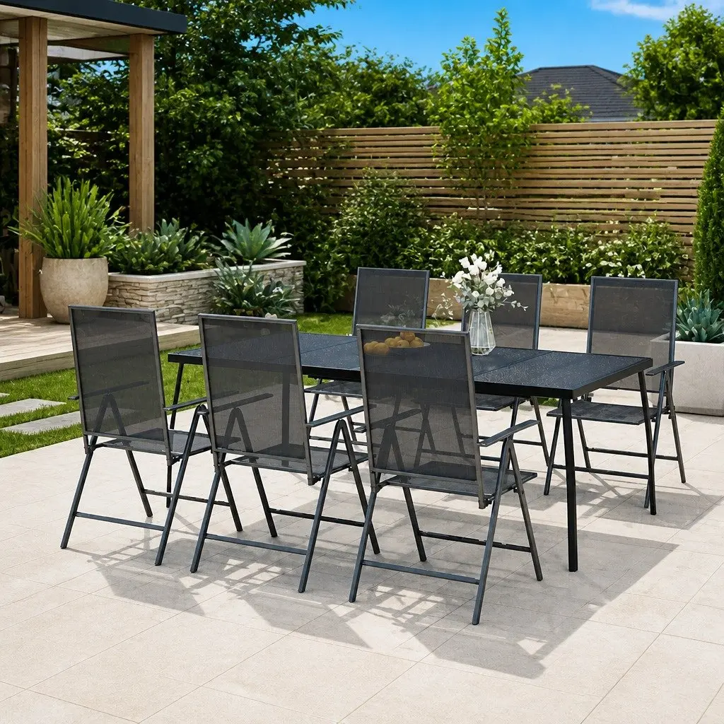 Garden Table Anthracite 200x100x72cm Steel Mesh Outdoor Patio Dining Furniture