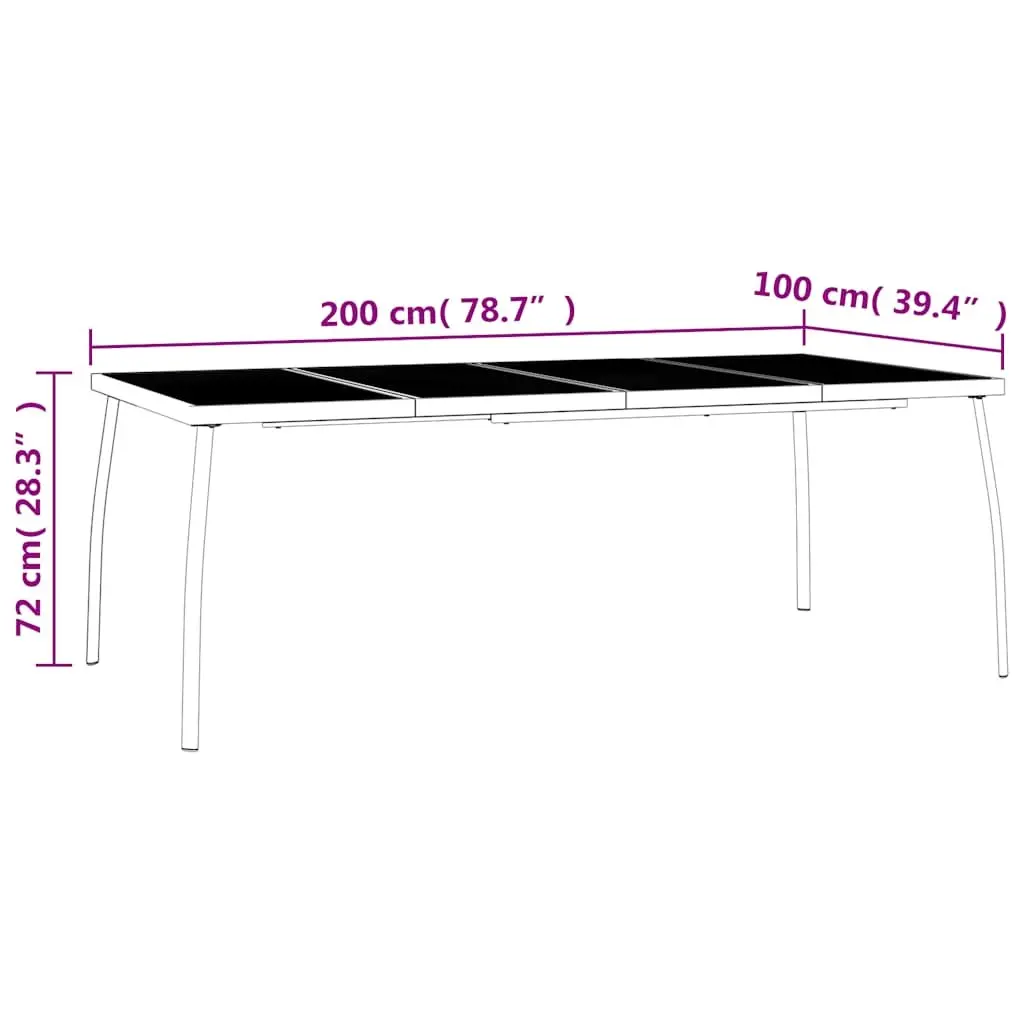 Garden Table Anthracite 200x100x72cm Steel Mesh Outdoor Patio Dining Furniture
