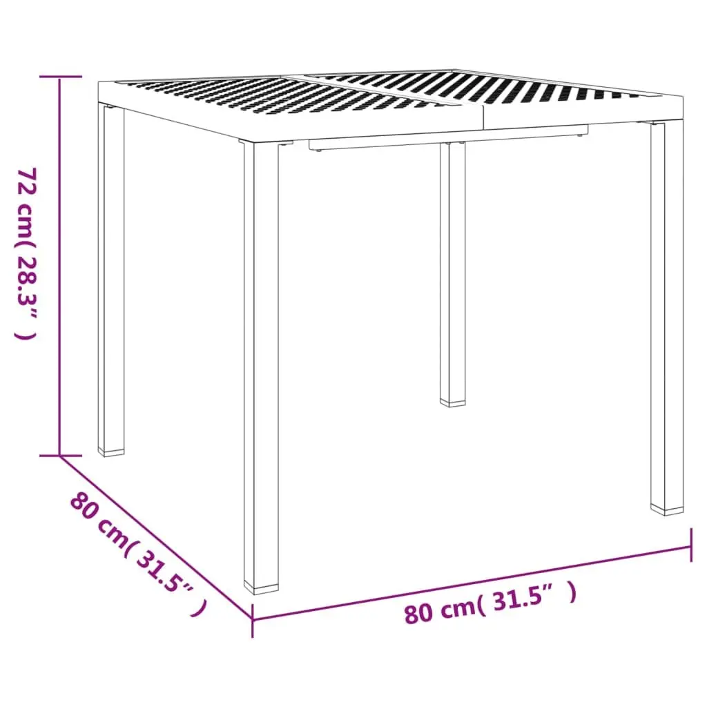 Garden Table Anthracite 80x80x72cm Outdoor Patio Dining Steel Frame Mesh Design