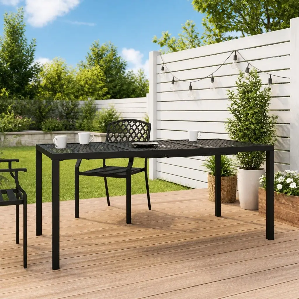 Garden Dining Table Anthracite Steel Mesh Design Outdoor Patio Furniture
