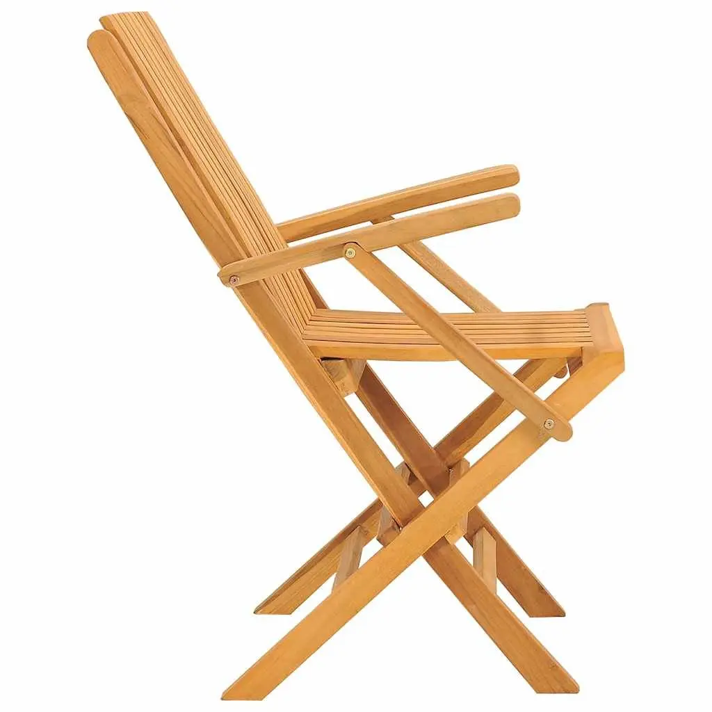 Folding Garden Chairs Brown Solid Wood Outdoor Seating 2 Piece Backrest Armrests
