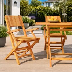 Outdoor Folding Garden Chairs Wooden Seating 2 pcs Brown Teak Patio Furniture