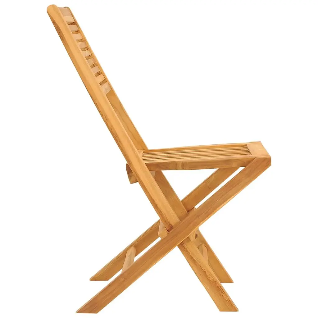 Wooden Folding Garden Chairs 2 pcs Outdoor Seating Brown Slatted Design
