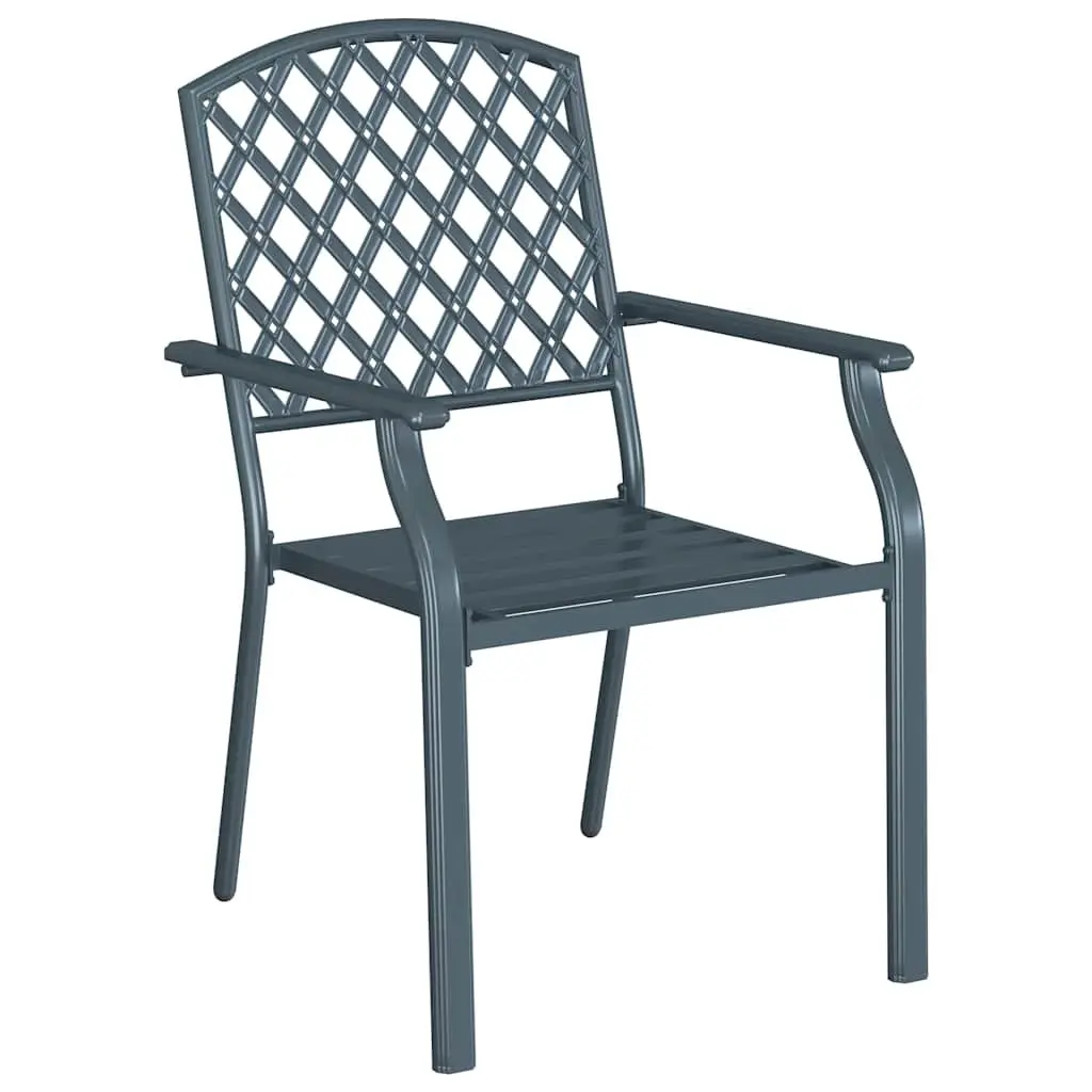 Outdoor Garden Chair Anthracite Stackable Steel Frame Modern Lounge Seating 2pc