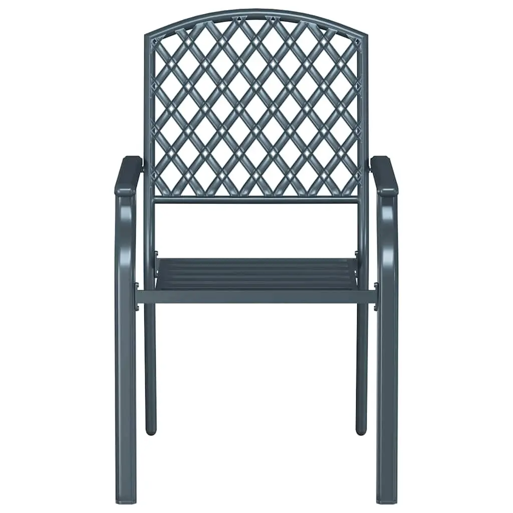 Outdoor Garden Chair Anthracite Stackable Steel Frame Modern Lounge Seating 2pc