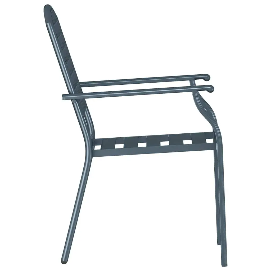 Stackable Garden Chair 4 Pieces Outdoor Seating Armrest Anthracite Modern