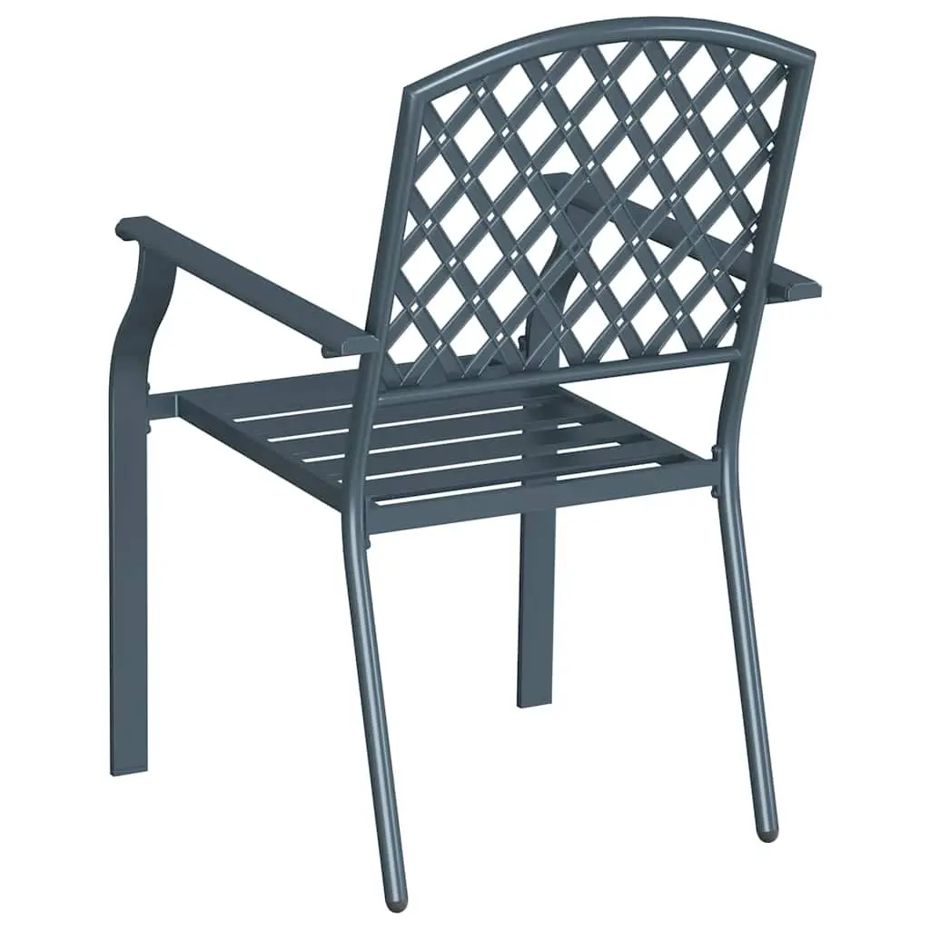 Stackable Garden Chair 4 Pieces Outdoor Seating Armrest Anthracite Modern