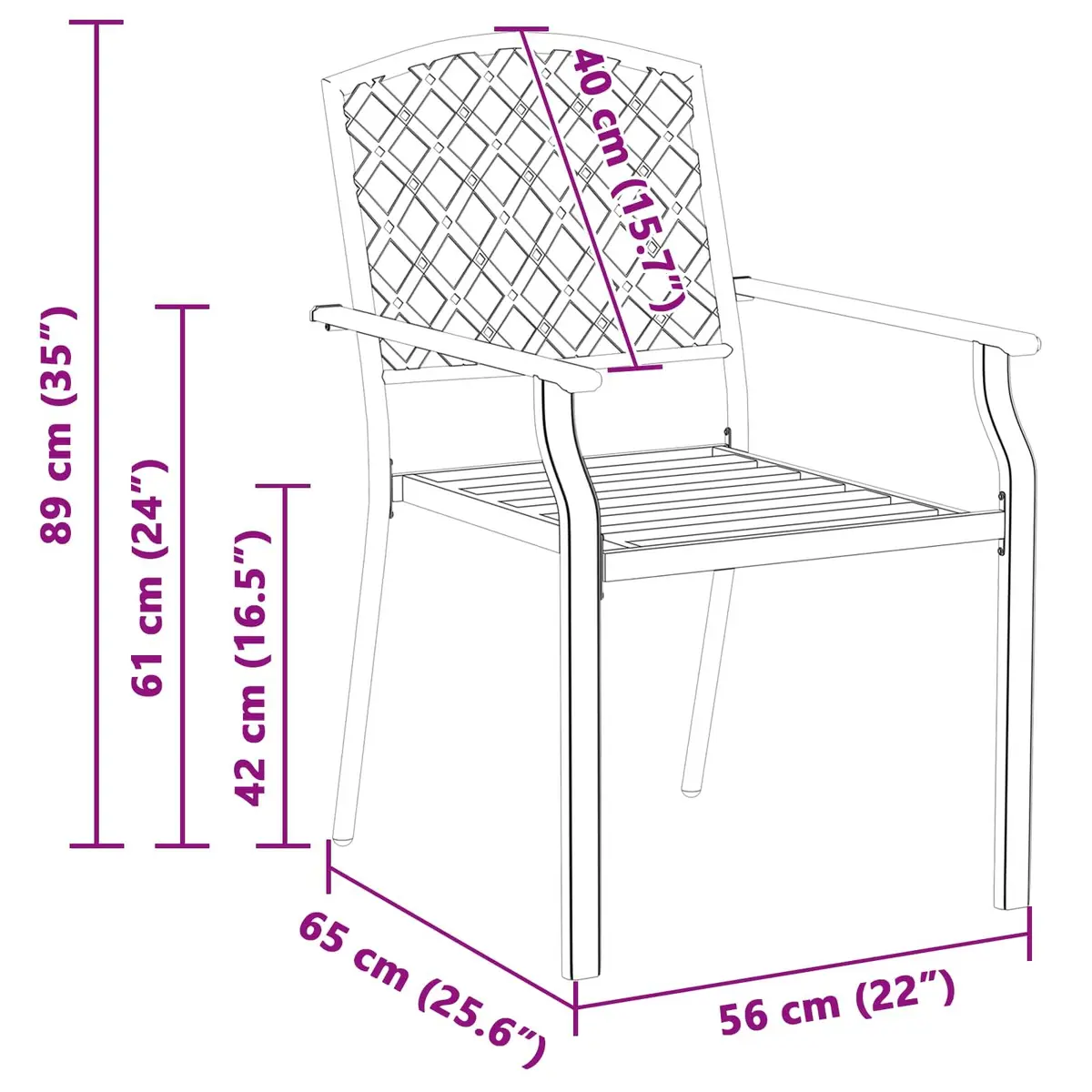 Stackable Garden Chair 4 Pieces Outdoor Seating Armrest Anthracite Modern