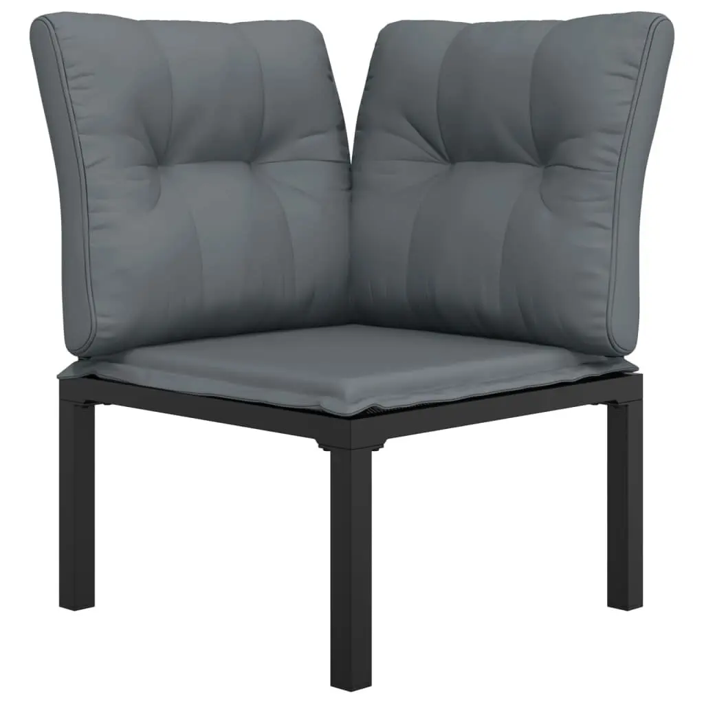 Garden Corner Chair Outdoor Rattan Furniture Single Sofa with Cushions Black