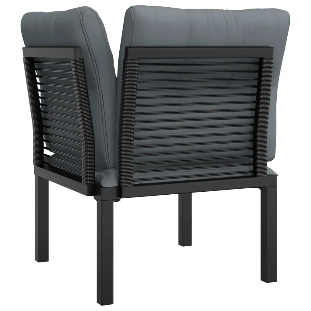 Garden Corner Chair Outdoor Rattan Furniture Single Sofa with Cushions Black