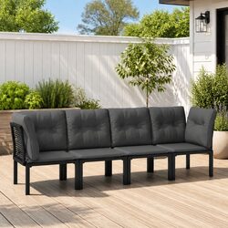 Compact Garden Lounge Set - 4 Pieces Black Grey