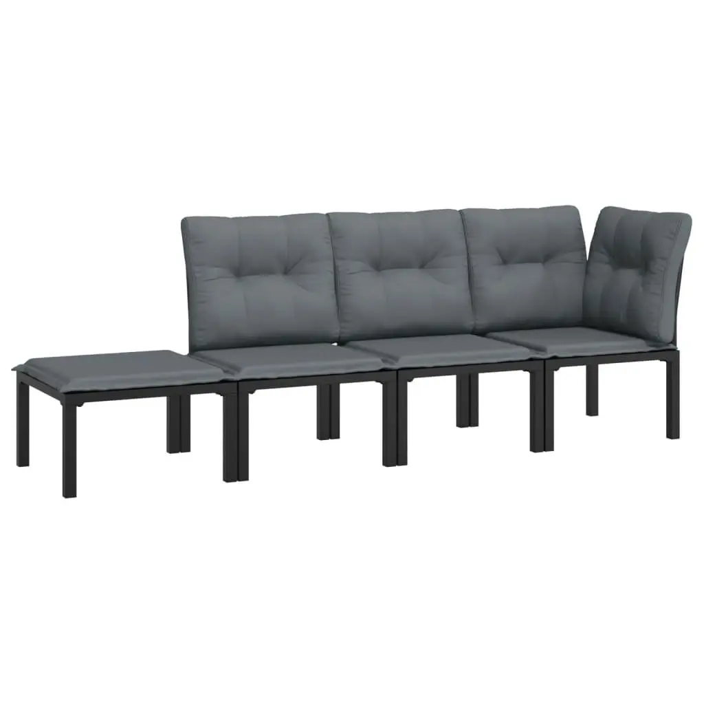 Garden Lounge Set 4 Piece Outdoor Furniture Patio Rattan Sofa Black Grey