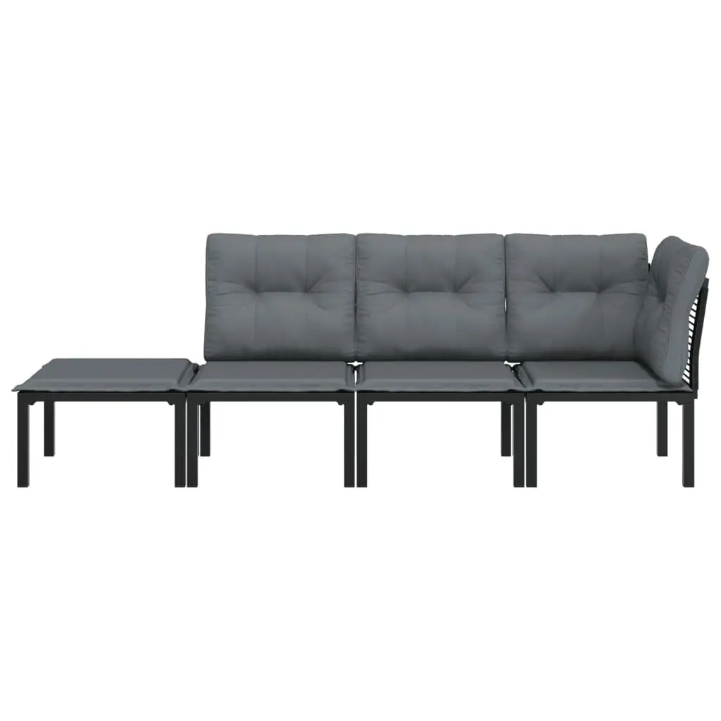 Garden Lounge Set 4 Piece Outdoor Furniture Patio Rattan Sofa Black Grey