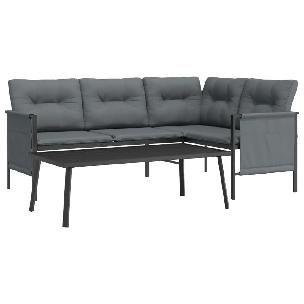 Garden Lounge Set Anthracite 2 Piece Steel Frame Outdoor Patio Furniture Seating