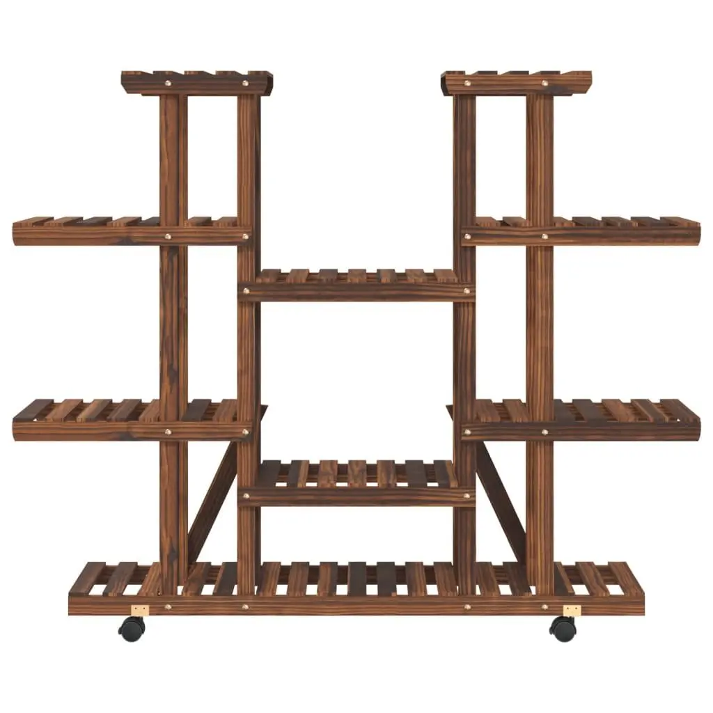 Wooden Plant Stand Brown 110x25x115cm Sturdy Construction with 360-Degree Rotatable Wheels