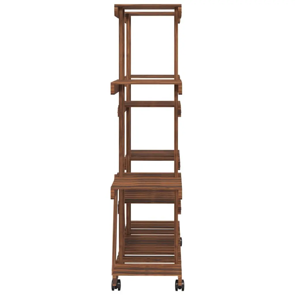 Wooden Plant Stand Brown 110x25x115cm Sturdy Construction with 360-Degree Rotatable Wheels
