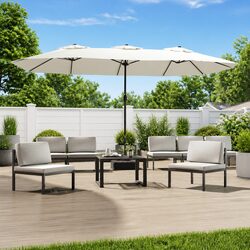 Double-Head Outdoor Parasol Patio Sun Shade Garden Umbrella Crank 449x265cm
