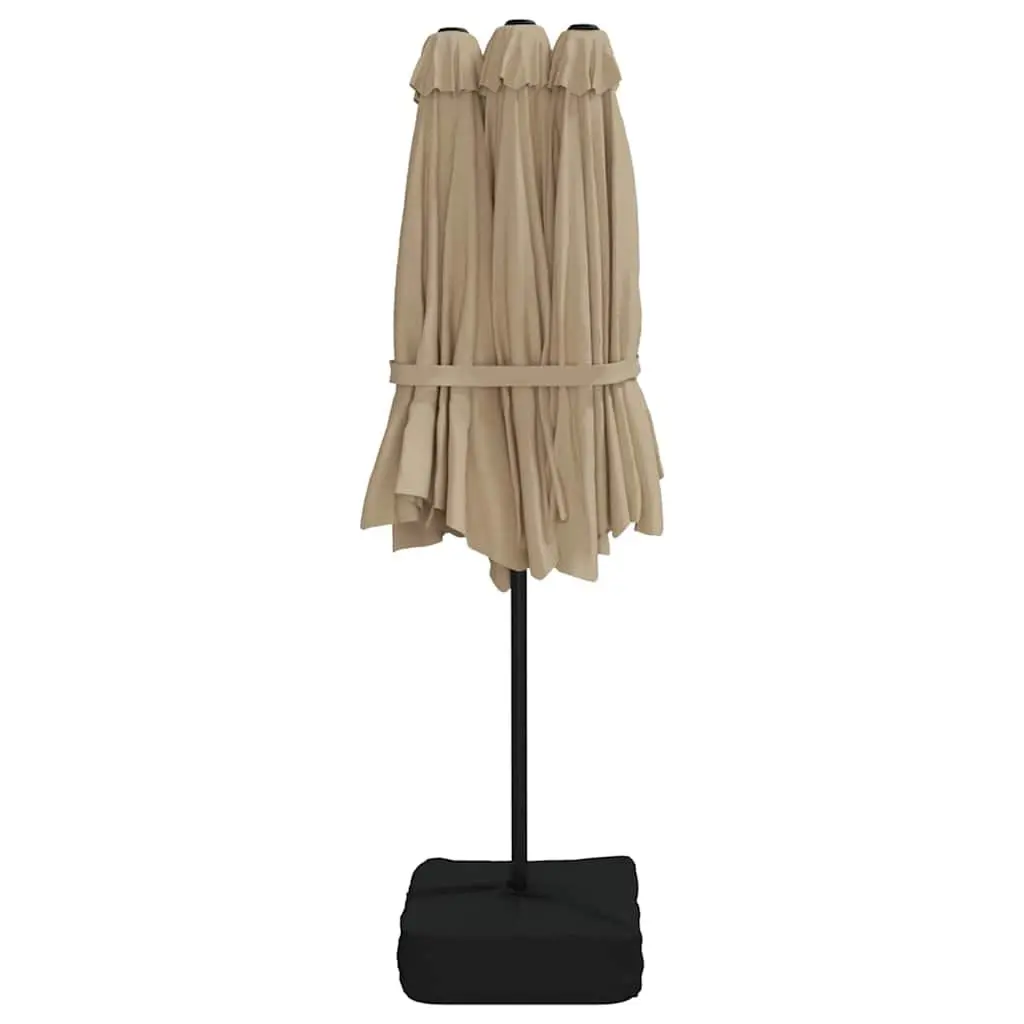 Double-Head Parasol Taupe 449x265 cm UV-Protective Polyester Canopy Crank Mechanism