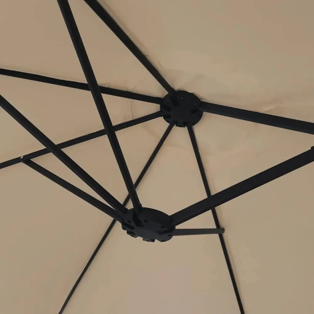 Double-Head Parasol Taupe 449x265 cm UV-Protective Polyester Canopy Crank Mechanism
