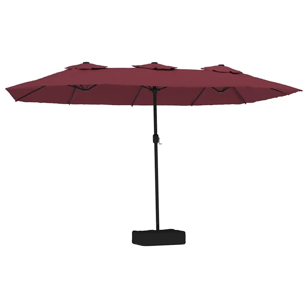 Double-Head Garden Parasol Red 449x265cm UV-Protective Crank Opening Outdoor Sunshade