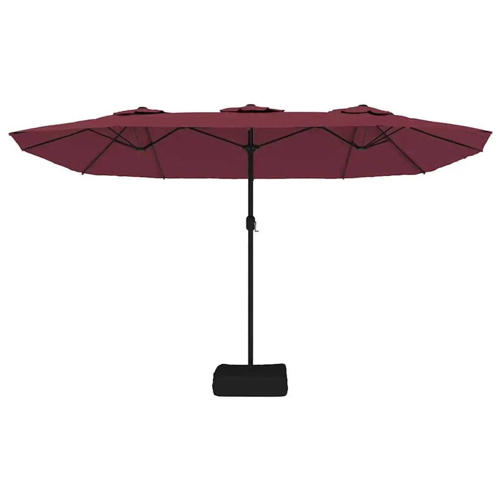 Double-Head Garden Parasol Red 449x265cm UV-Protective Crank Opening Outdoor Sunshade