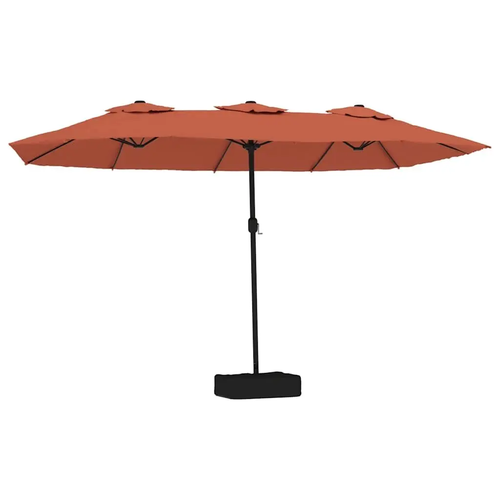 Double-Head Garden Parasol Orange UV-Protective Polyester Crank Mechanism