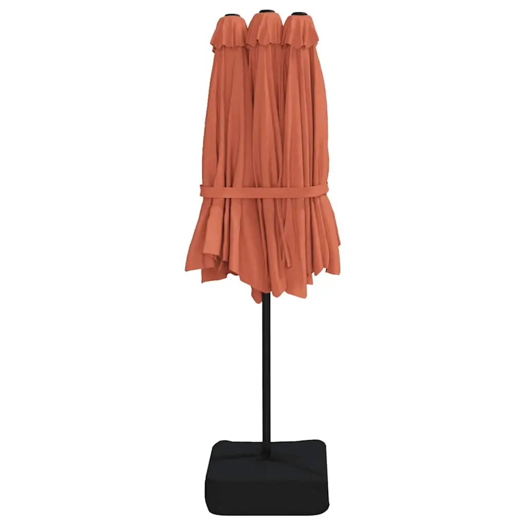 Double-Head Garden Parasol Orange UV-Protective Polyester Crank Mechanism